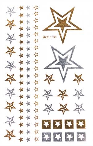 Stars Silver & Gold Flash Tattoos